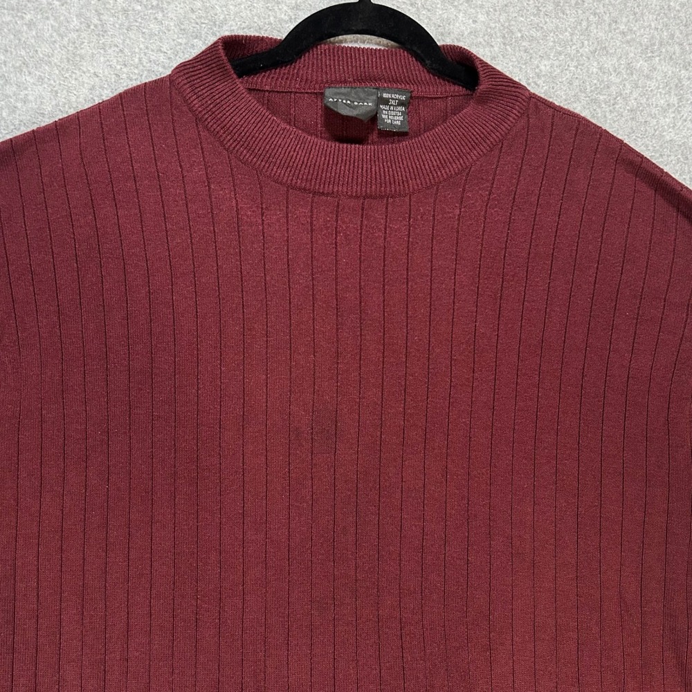 After Dark Sweater XL Burgundy Ribbed Knit Minimalist Casual Vintage